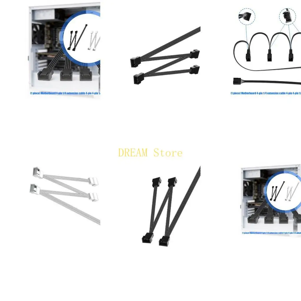 4 Pin Desktop Cooling Wire Set for Header Expansion, 4 Way Split Layout with Routing Support in Daily Use Best Sale