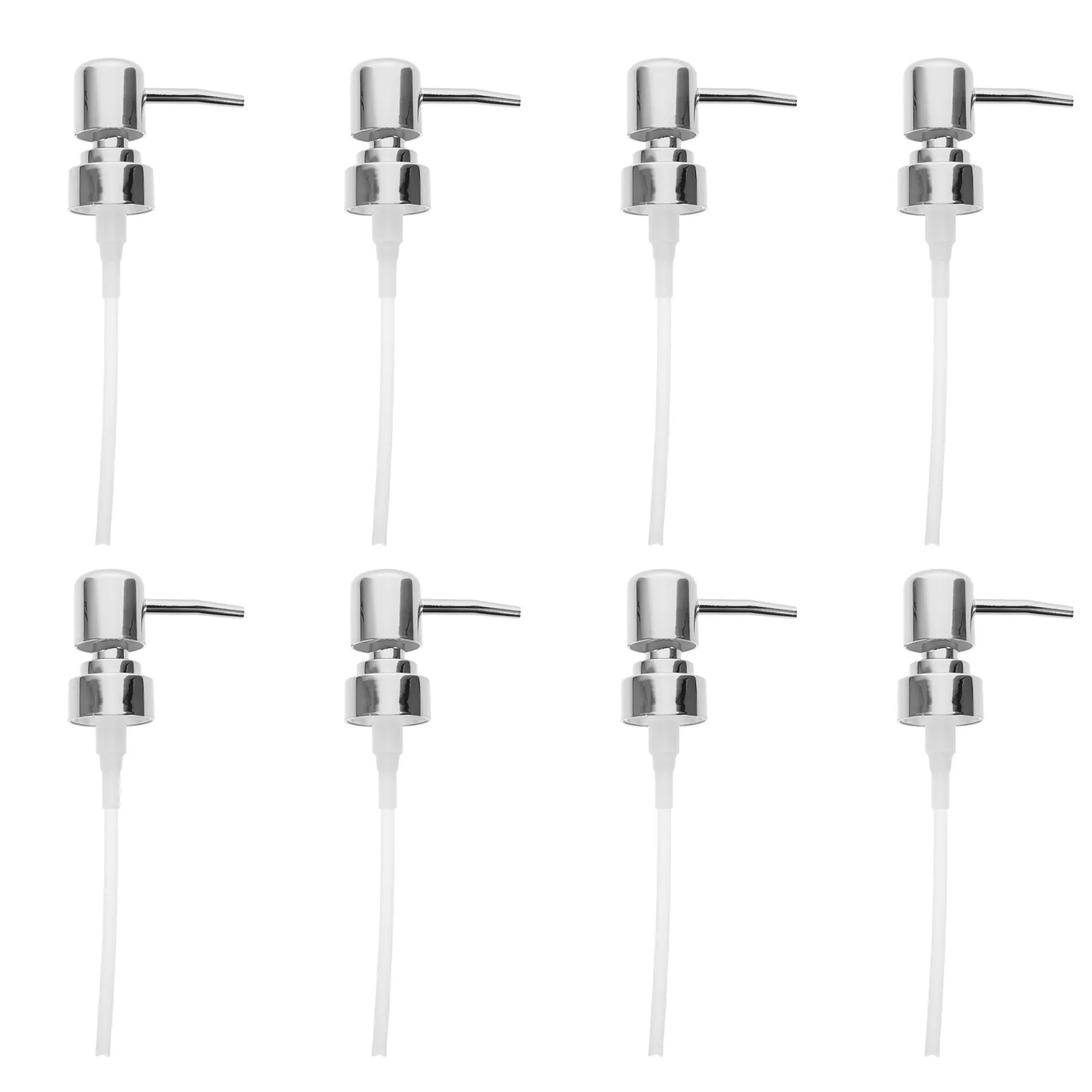 

8Pcs Smooth Press Silver Electroplated Lotion Pump Heads 28Mm Neck for Soap Dispenser Bottles Leakproof Kitchen Bathroom Hand