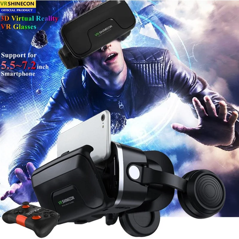 

G04EA Virtual Reality VR Glasses Box Stereo 3D Video Google Cardboard VR Headset Helmet for Smartphone Max 7.2",Support Gamepad