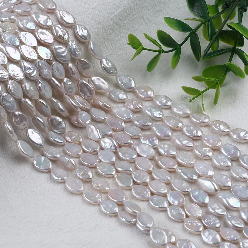 

Wholesale 8-9mm AAA natural freshwater drop coin shape loose pearl beads strand for jewelry making