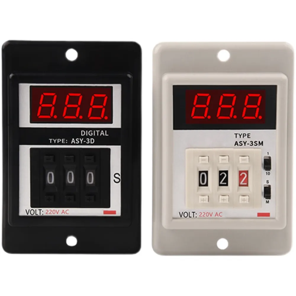 ASY-3D ASY-3SM 99.9S-999M AC 380V 220V DC24V 8 Terminals Digital Timer Programmable Time Relay With Base