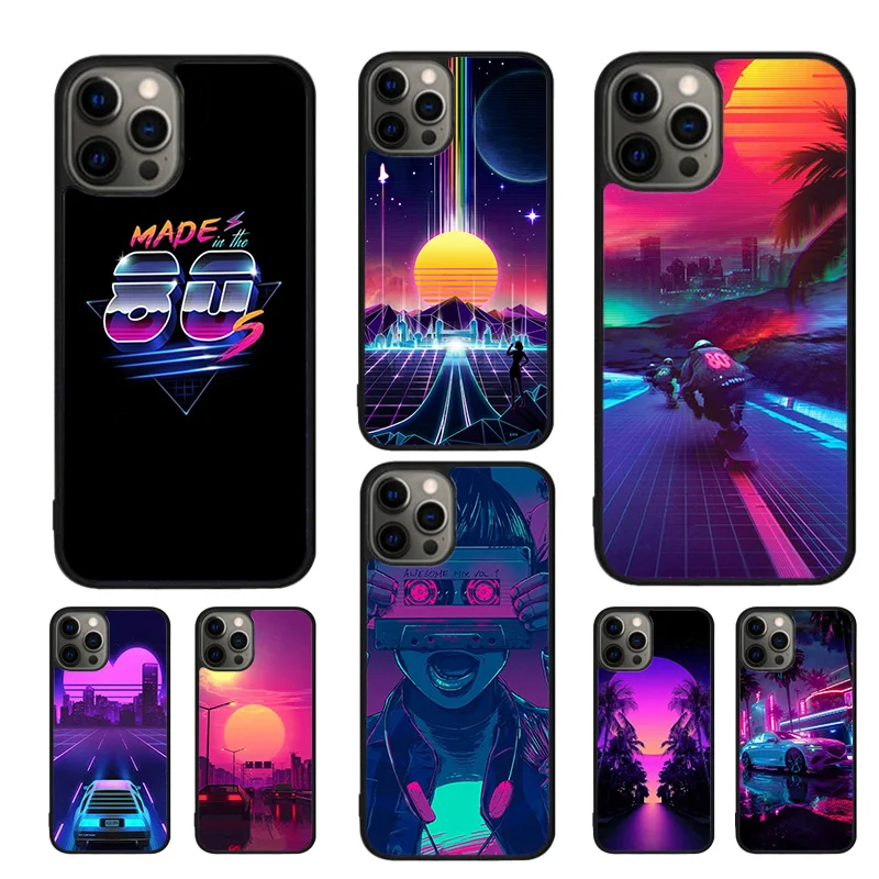 Synthwave 80's Retro Art Celular Mobile Smartphone Case For iPhone 16 15 14 12 13 mini 11 Pro MAX 7 8 Plus SE2020 Fundas