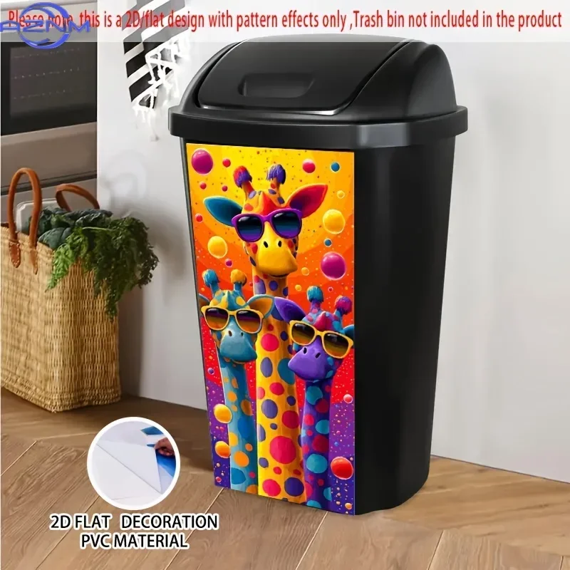 Multi‑scene Dustbin 2D Printed Decor Decal Custom‑look Ornament for Waste Containe