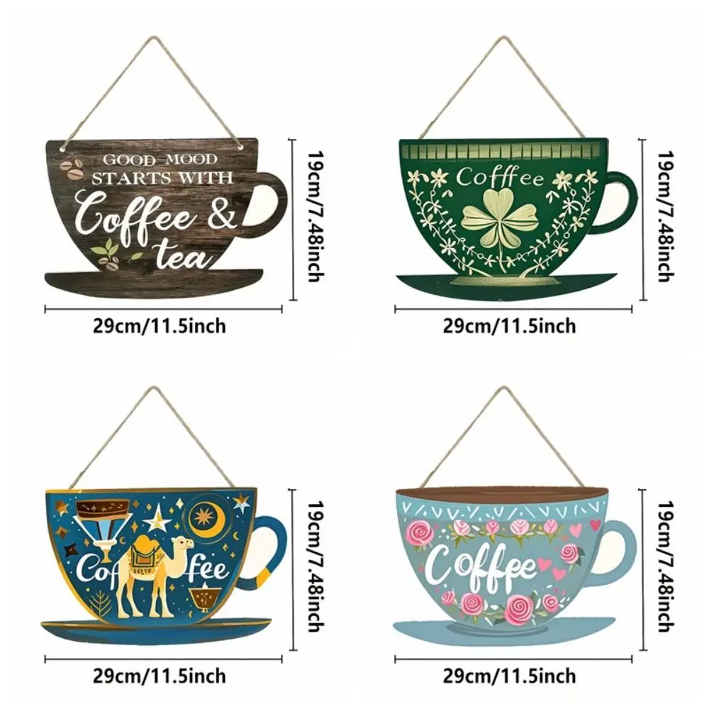 Kitchen Logo Wooden Coffee Shop Signage Vintage Creative Coffee Cup Doorplate Exquisite Retro Door Pendant Background Prop