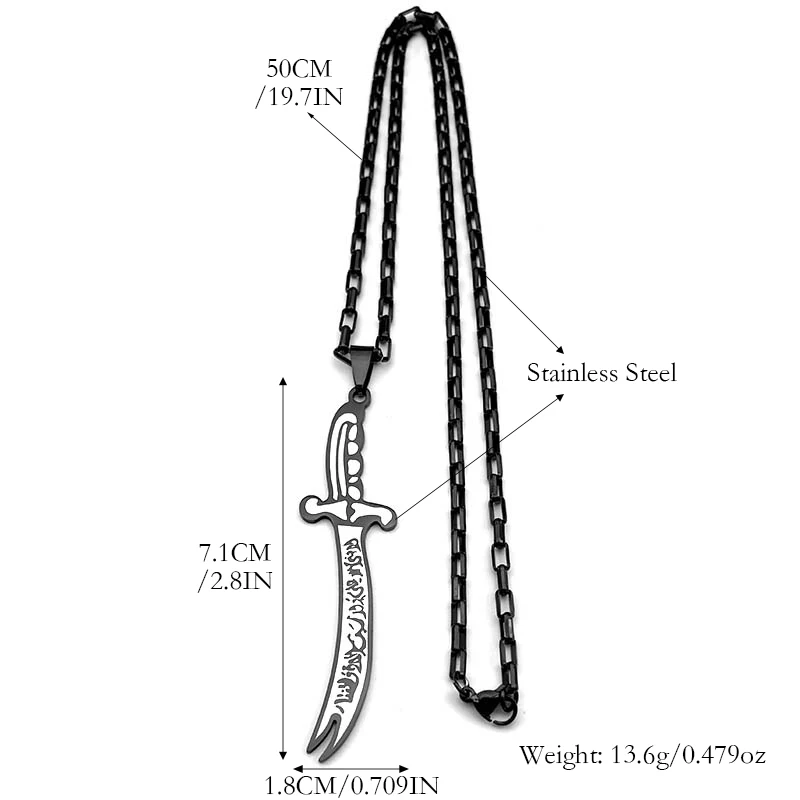 Ali Zulfiqar Sword Chain For Men Women Stainless Steel Gold Color Islamic Muslim Quran Knife Pendant Necklaces Jewelry Gifts view 6