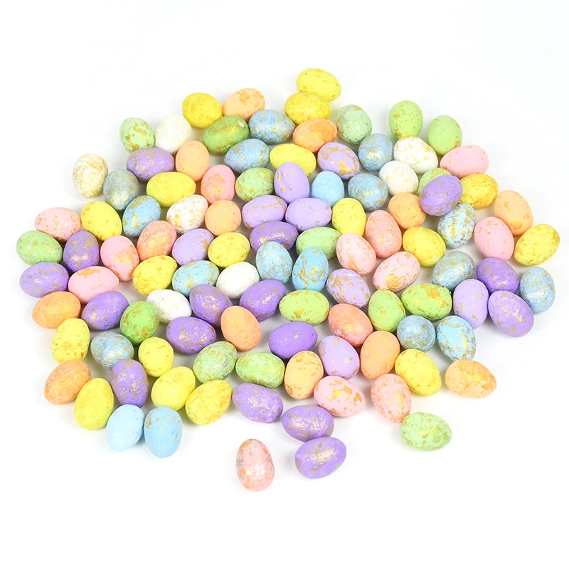 50/100pcs Foam Easter Eggs Happy Easter Party Decorations Painted Bird Eggs DIY Craft Kids Gift Favor Easter Party Ornaments