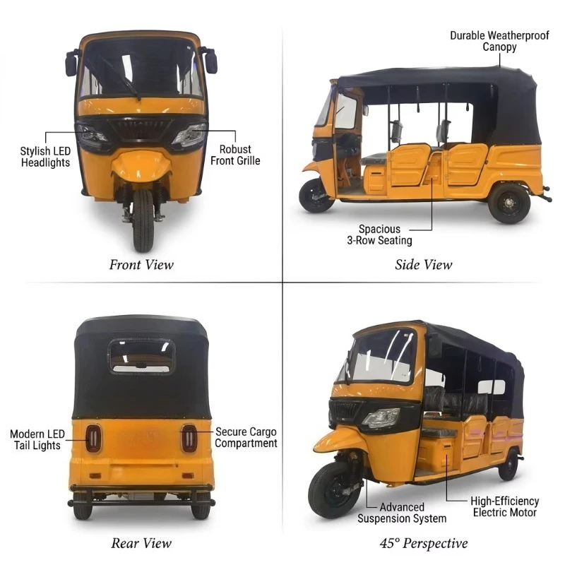 High Quality Hot Selling Electric Tuk Tuk Open Body 4000W Motor 60V/72V Battery 8 Seats Made Professional Manufacturers