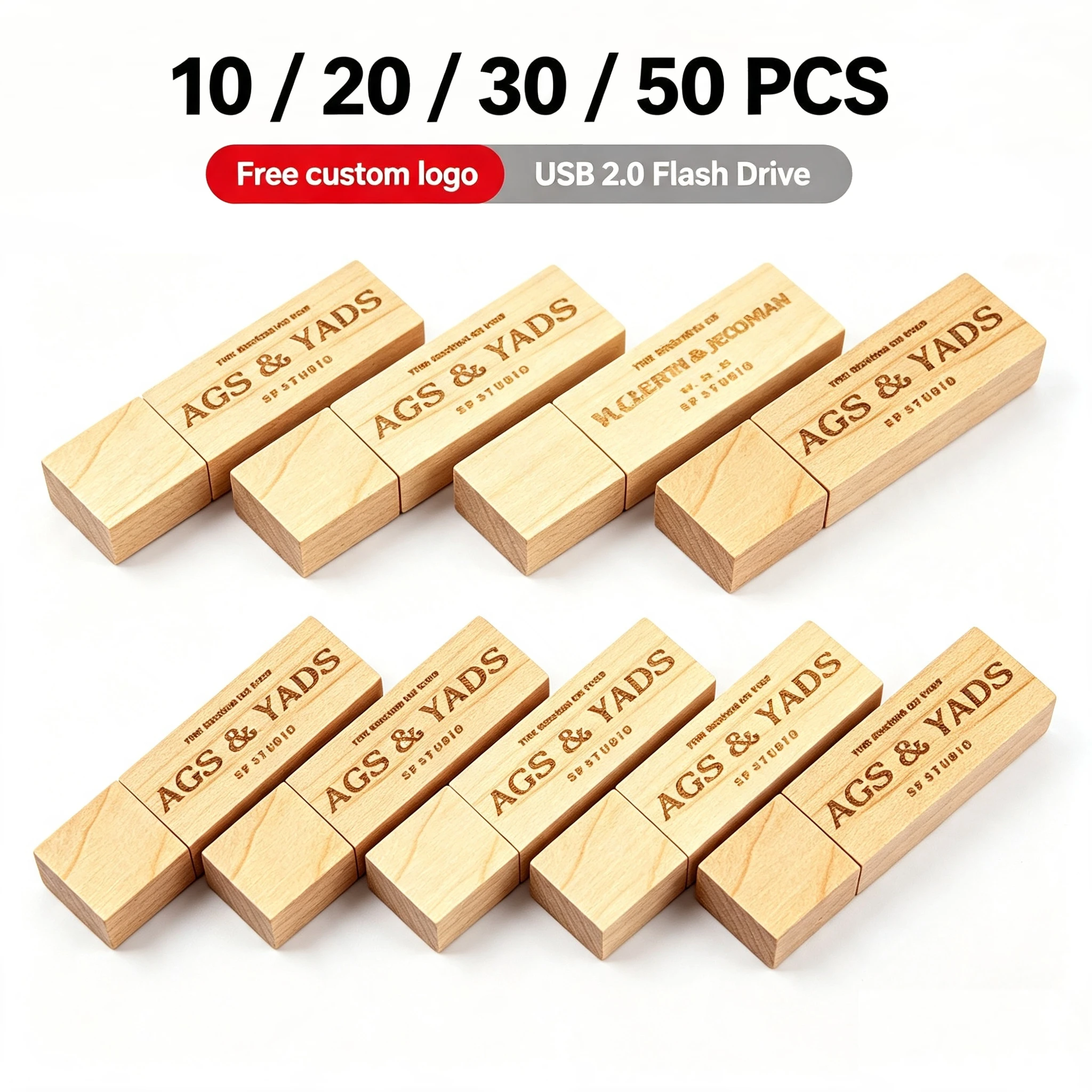 10/20/30/50pcs/lot Free Logo Wood Small Gift USB 2.0 Flash Drive 4GB 8GB 16GB 32GB Pendrive Mini Creative Pen Drive Memory Stick