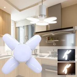 E27 4 Leaf Bulb Collapsible LED Light Warm White Light Pendant AC 220V Suitable for Storage Garage Kitchen Bedroom Lighting