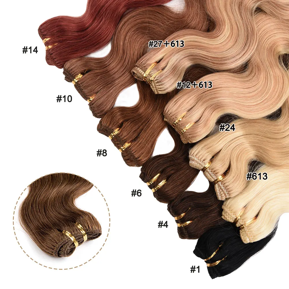 Colored 28 inches Human Hair Weft  Body Wave Brazilian Remy Human Hair Bundles 80g/Pcs Double Weft Hair Extensions