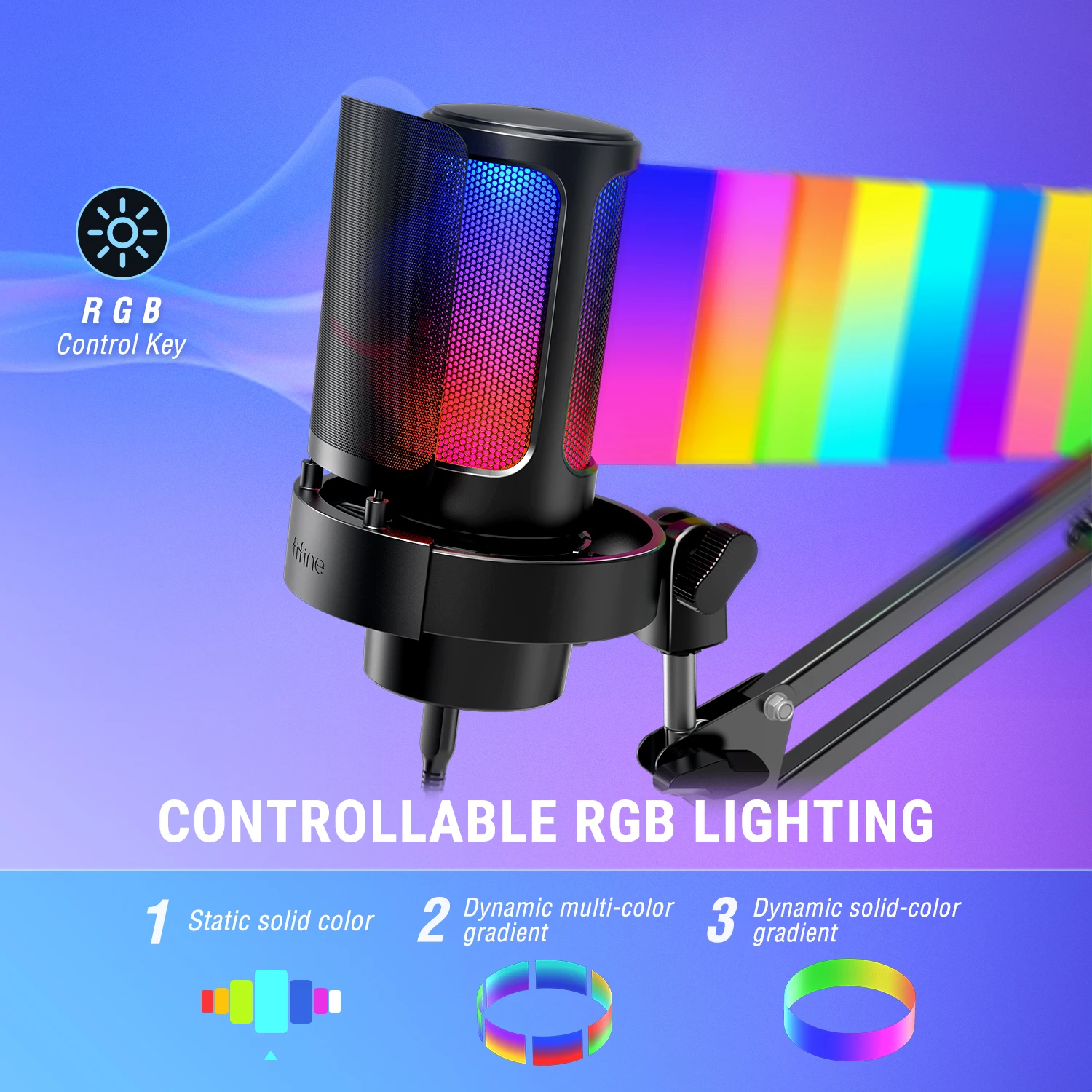 Zestaw mikrofonu USB FIFINE z ramieniem i filtrem pop do nagrywania i streamowania na PC/Mac, szybkie wyciszenie i gniazdo słuchawkowe - A8T — zdjęcie produktu 3