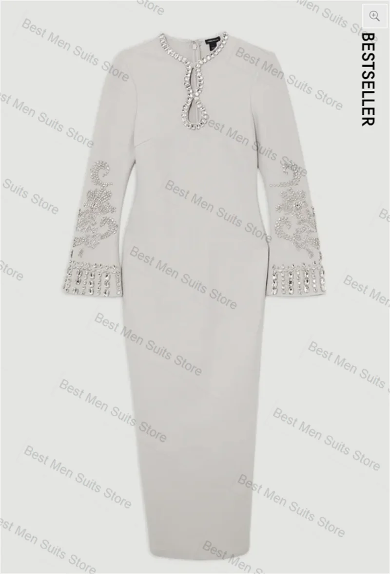 

White Crystals Women Suit 1 Pcs Blazer Prom Dress Luxury Autumn Formal Office Jacket Customized Wedding Guest Robes Cotton Coat