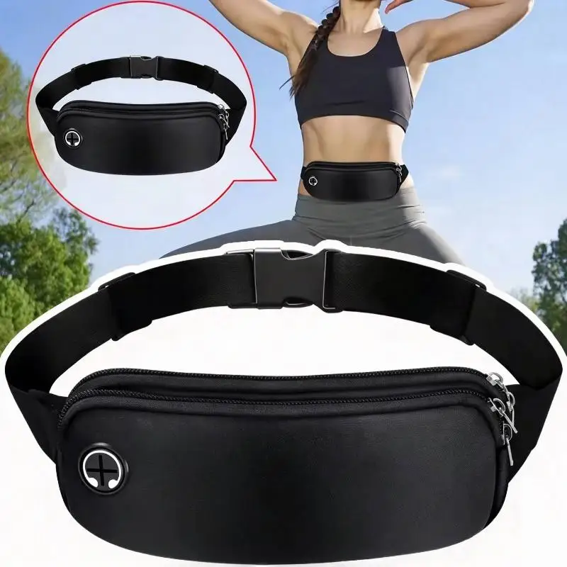 Waist Belt Women Men Waterproof Running Belt Bag Jogging Fanny Pack Double Layer Pocket Zipper Outdoor Sports Waist Bag