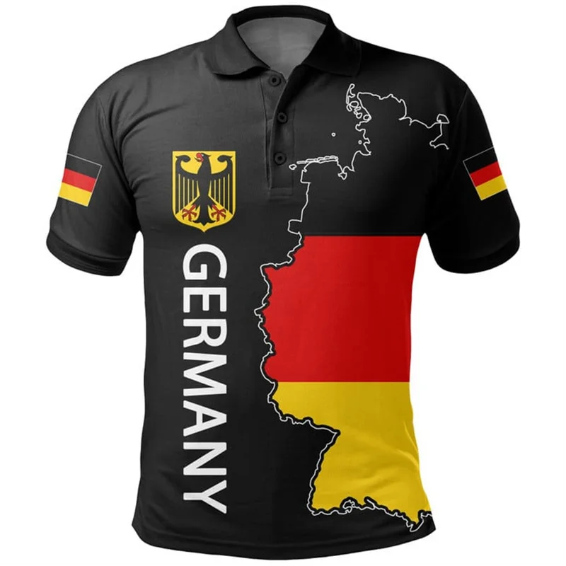 3d Print Germany Flag Polo Shirt For Men National Emblem Pattern T-shirt Tops Summer Casual Street Lapel Short Sleeve Shirts