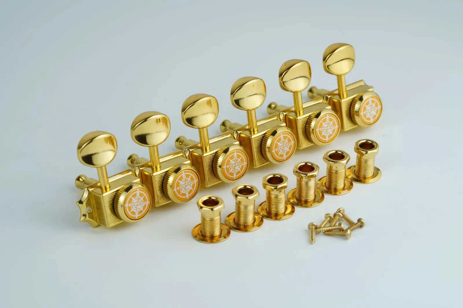 GUYKER Vintage Locking Tuners im Nut-Stil, goldene Mechaniken für E-Gitarren, Übersetzungsverhältnis 1:15, für ST TL Gitarren-Stimmwirbel
