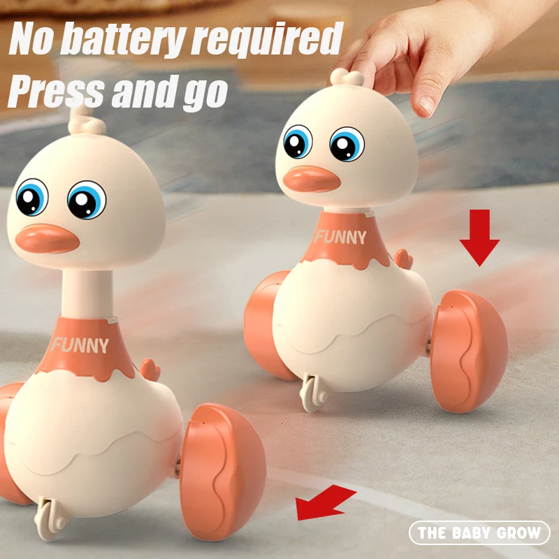 Druk En Ga Schattige Eendenauto Educatief Speelgoed Voor Jongens En Meisjes Trekken Auto 'S Terug Babyspeelgoed Voor Peuters Cartoon Leren Om Speelgoed Te Kruipen