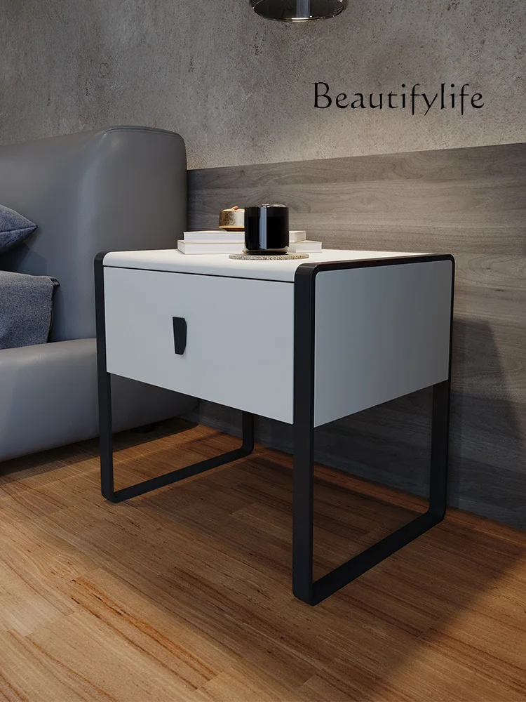 

Italian Modern Minimalist Designer Model Nordic Light Luxury Solid Wood Paint Retro Storage Bedside Table