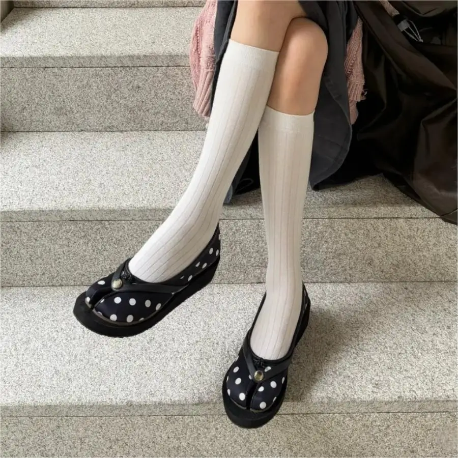 

Jinxixi Tabi Shoe Mary Janes Split Toe Women's Flip Flops Polka Dot 2025 Vintage Fashion Platform Slip-on Ladies Summer Shoes