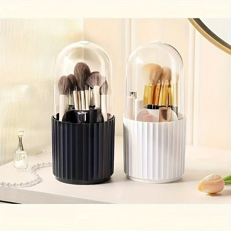 Makeup brush storage cylinder rotating dustproof desktop lipstick powder brush bucket dressing table storage rack cosmetics stor