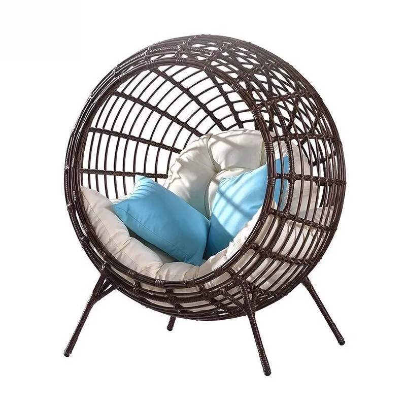 Outdoor Lounger Bed Bird Cage Bed Rattan Chair, Rattan Sofa Patio Balcony Bird Nest Chair Swimming Pool Outdoor Round Bed