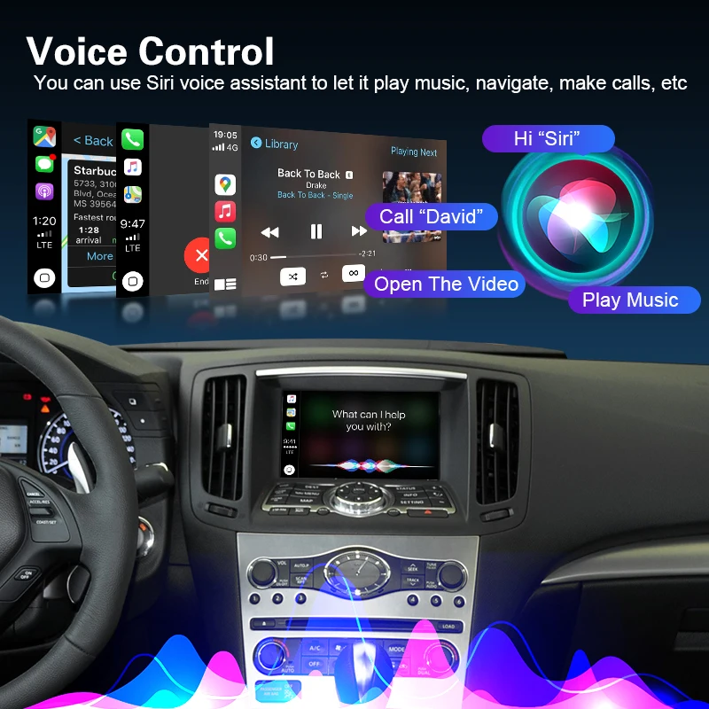 Wireless CarPlay Android Auto Adapter for Infiniti G Series G37 G35 Support Mirror Link AirPlay Plug & Play Retrofit Kit