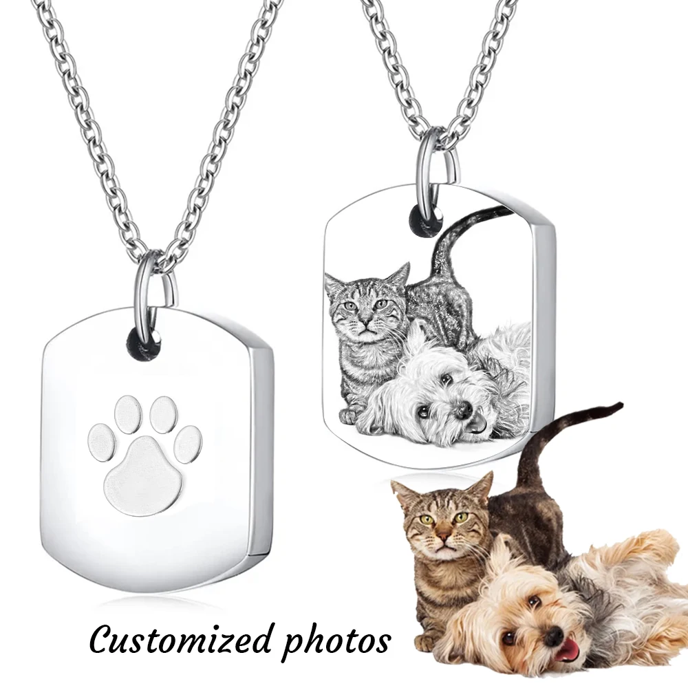 Customized  Personalized Dog Tag Cremation Pendant Urn Necklace Engraving Photo Stainless Steel Ashes Holder Memorial Jewelry