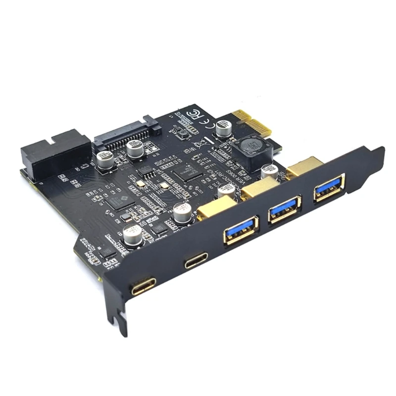 896F Next-Gen Type-C USB 3.2 Gen2 PCI-E Board with 5-Port Hub and Internal Connector - Expand Your PC Capabilities