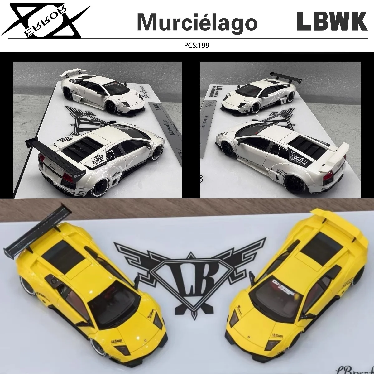 404 Error 1:64 Murciélago Dual Car Set Resin Diecast Model Car