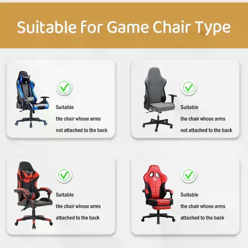 Fashion Simple Home Gaming Chair Cover Universal Computer Game Competitive Seat Backrest Armrest Elastic Swivel Chair Cover