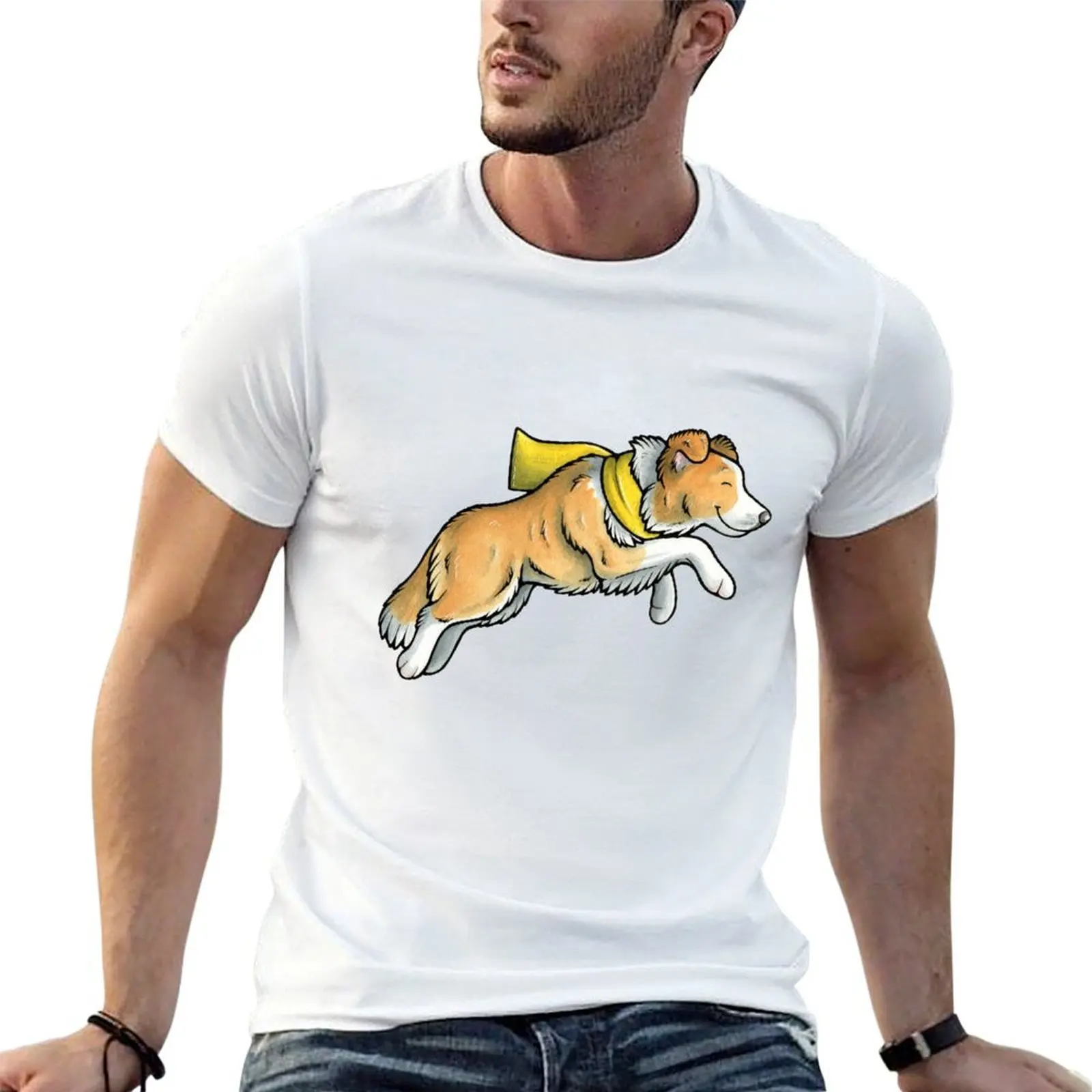 Leaping border collie T-Shirt men t shirt cotton 100% man t shirt designer man t shirt luxury T-shirt