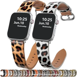 Leopard Leather Strap For Apple Watch Band 44mm 40mm 45mm 41mm 49mm 42mm 38mm 44 45 mm iwatch series 7 se 3 4 5 6 8 Ultra band