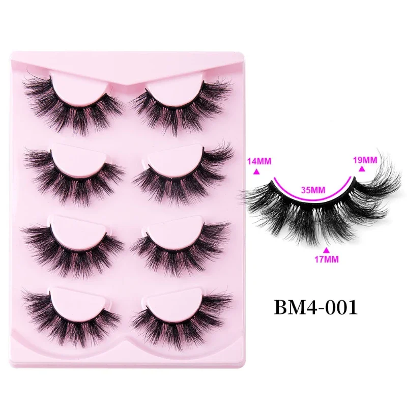 4 paar 8D Faux Nertsen Wimpers Faux Nertsen Pluizige Lash Gevleugelde Einde Oog Langwerpige Nep Wimpers Dikke Zachte Krullend Wimpers Make-up