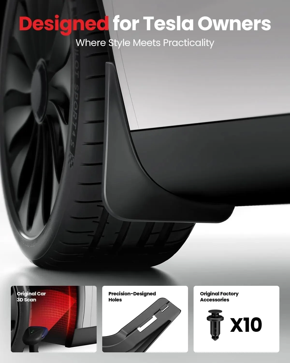 For 2025 2026 Tesla Model Y Model 3 Accessories Mud Flaps Protect Paint No Drilling Required All Weather Splash Guard Body Kits
