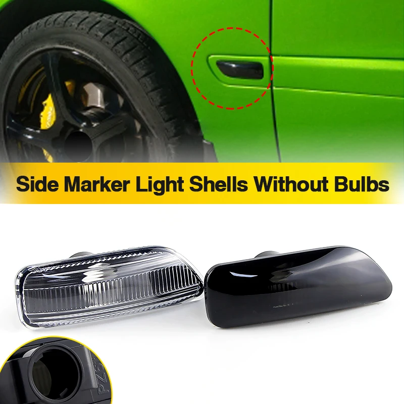 2PCS Car Front Side Marker Turn Signal Light Cover Housing For Volvo S60 S80 MK1 V70 MK2 XC70 XC90 MK1 Smoked/Clear Lens No Bulb
