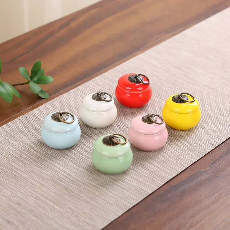 9ml Face Cream Jar Mini Ceramic Pot Tea Caddy Rouge Box Portable High Quality Chinese Style Lip Scrub Jar Cosmetics Container