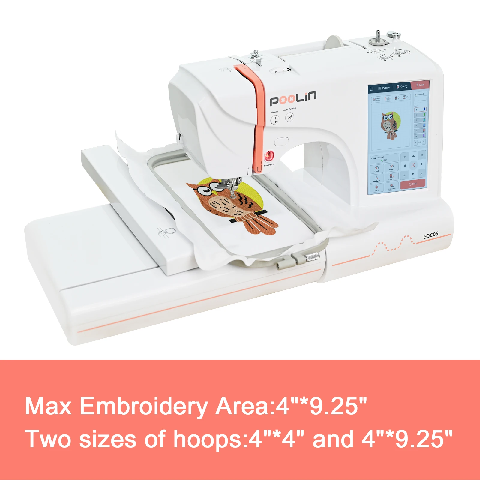 Poolin Computered Embroidery Machine For Clothes Combo Include Threads&Tear Away Stabilizer&Bobbins Homeuse Embroidery Machine