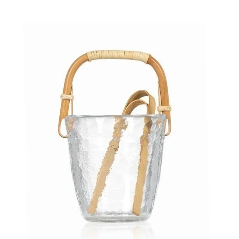 

Glass ice bucket, small champagne ice bucket, thickened cold-resistant and thermal insulation Japanese ice bucket
