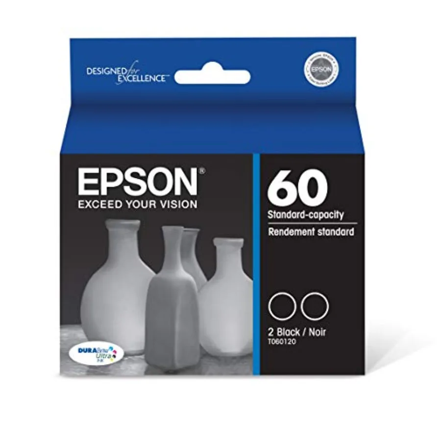 

60 DURABrite Ultra Ink Standard Capacity Black Dual Cartridge Pack T060120-D2 Works with Stylus C-68 88 88+ and CX-3800 3810 42