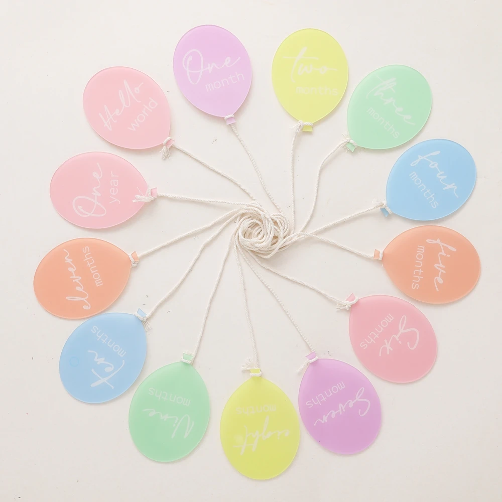13PCS Acrylic Balloon Baby Milestones,1-11 Month Photo Props,Newborn Age Markers,Nursery Decor,Baby Milestones Shower Gift
