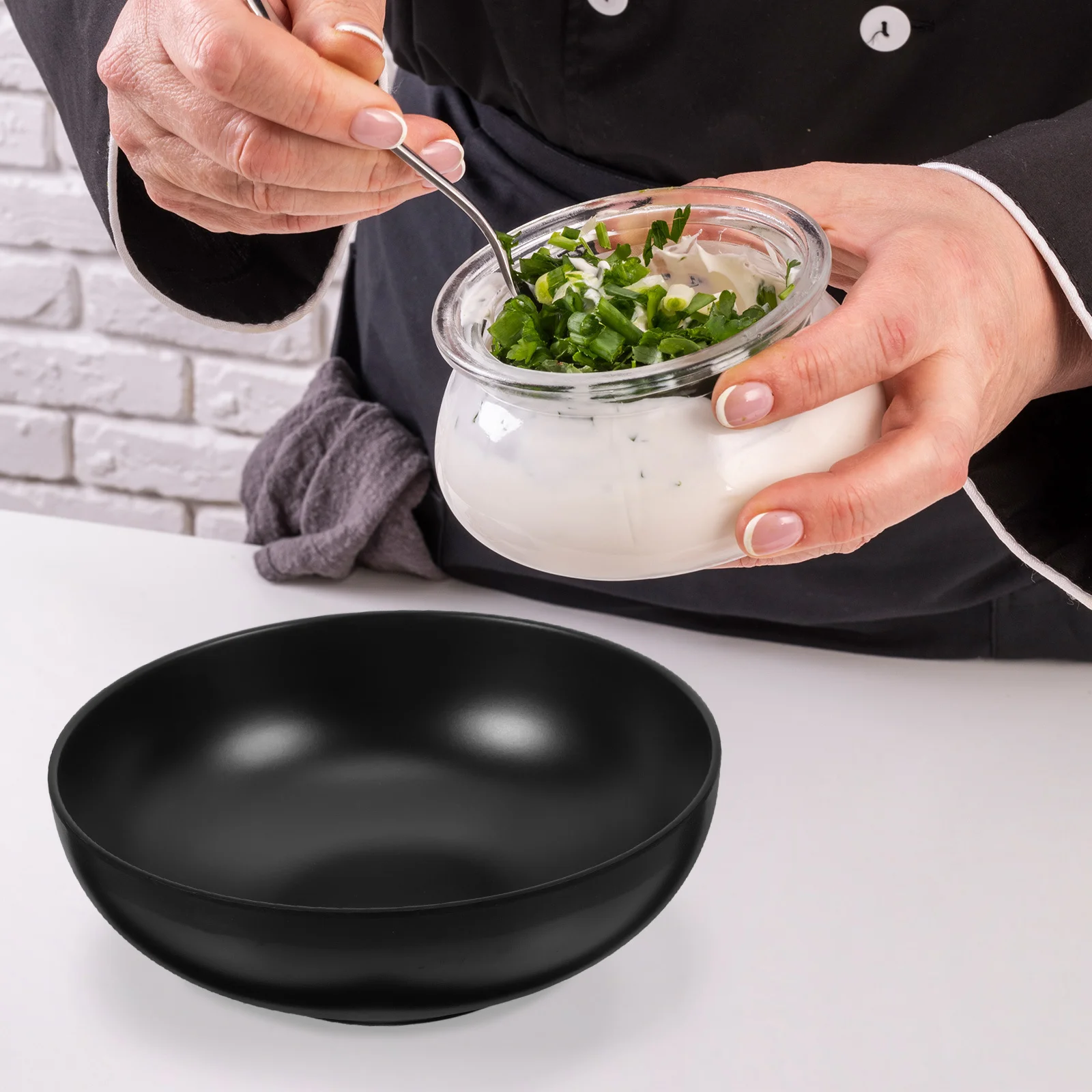 2Pcs Stylish Japanese Ramen Bowls Material Noodle Soup Container Black Creative Design Food Serving Bowls