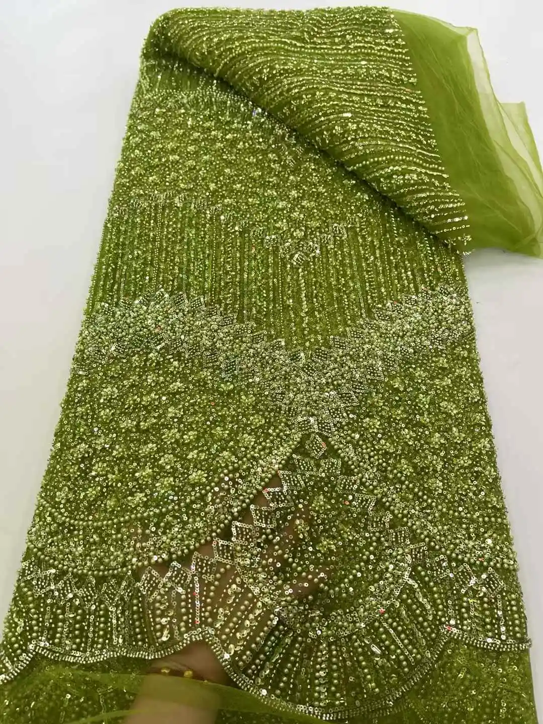 African Lace Fabric 2025 Sequins Beaded Embroidery Groom Nigerian Bridal High Quality French Tulle Lace Fabric For Wedding Party