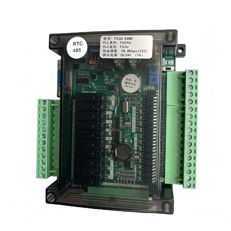 LE3U FX3U 24MR 6AD 2DA RS485 RTC (Real Time Clock) 14 Input 10 Relay Output 6 Analog Input 2 Analog Output PLC Controller
