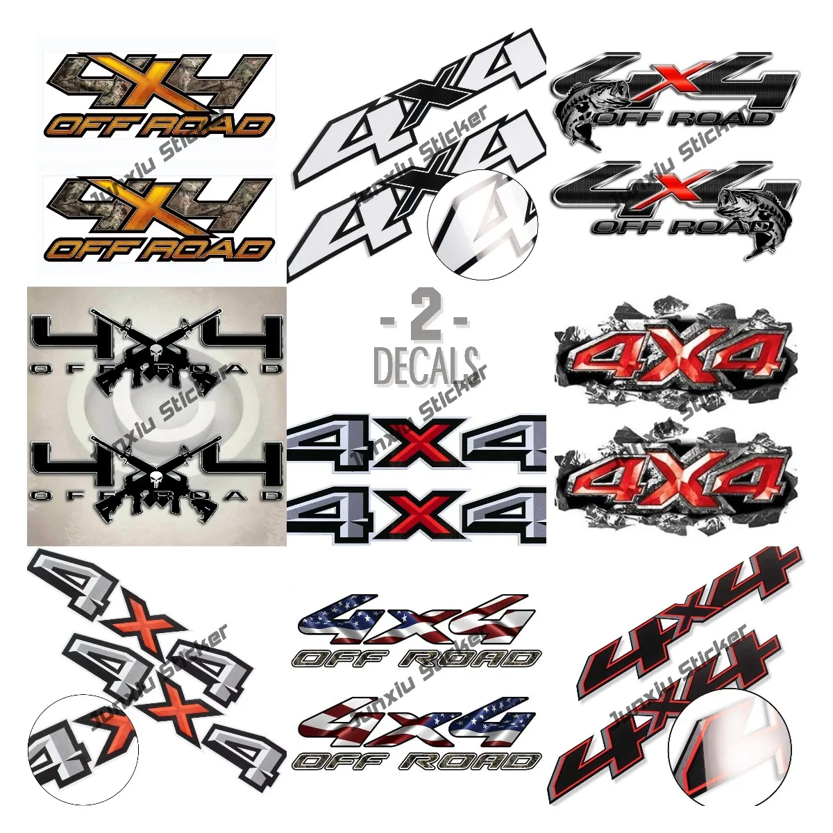 

4x4 Off Road Decals Waterproof DIY 4x4 Logo Car Stickers Suitable Cars SUV Window Bumper Truck Pickup Camper Fine Decal Decor