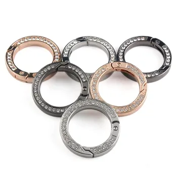 Porte-clés circulaire, Clip à pression, déclencheur, boucle à ressort pour bricolage, bijoux, mousqueton, crochet de chaîne, matériel d'accessoires, 2 pièces/lot