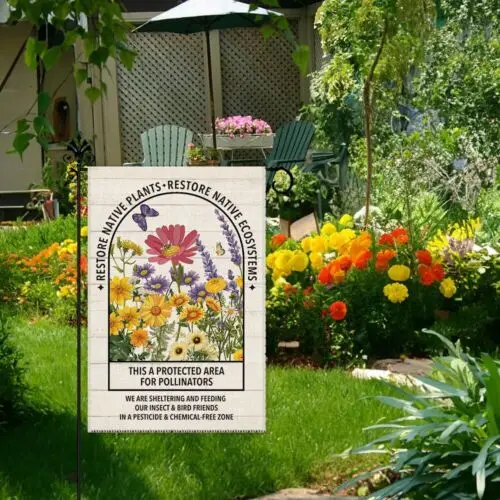 علم حديقة الترحيب من Restore Native Plants، مقاس 12 × 18 بوصة للعطلات على الوجهين...