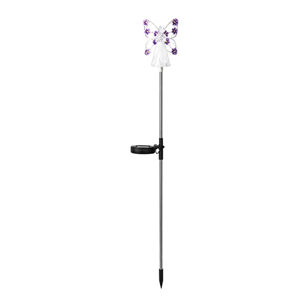 1pc Unique Powered Garden Lawn Lamp Cemetery Outdoor Decor Stick Angel Decoration Luminous Angels For Grave Yard Courtyard