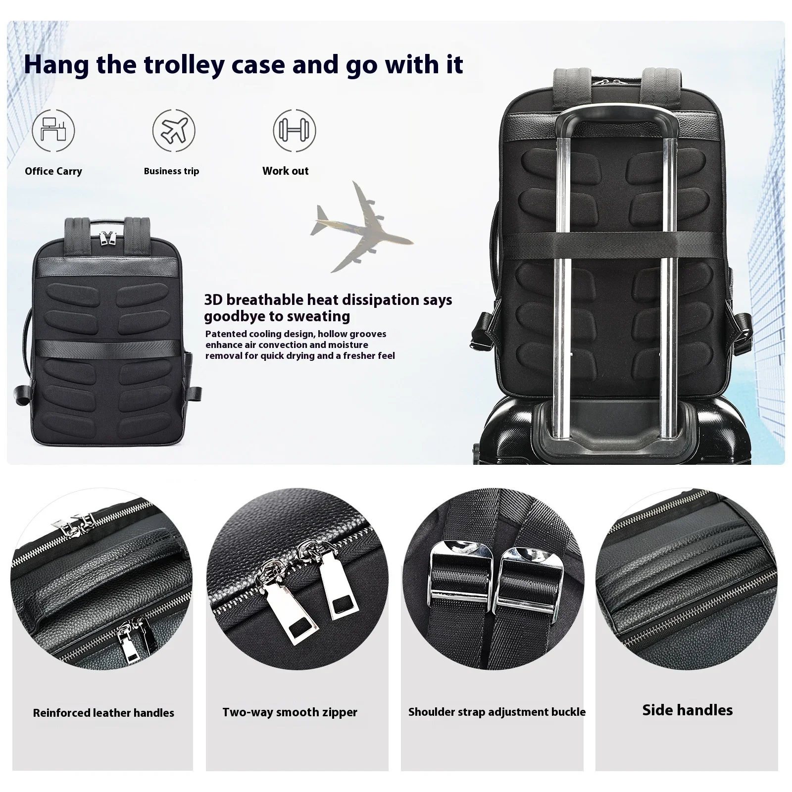 Genuine Leather Business Backpack for Men with High-End and Casual Style, Top Layer Cowhide Multipurpose Bookbag Laptop Bag