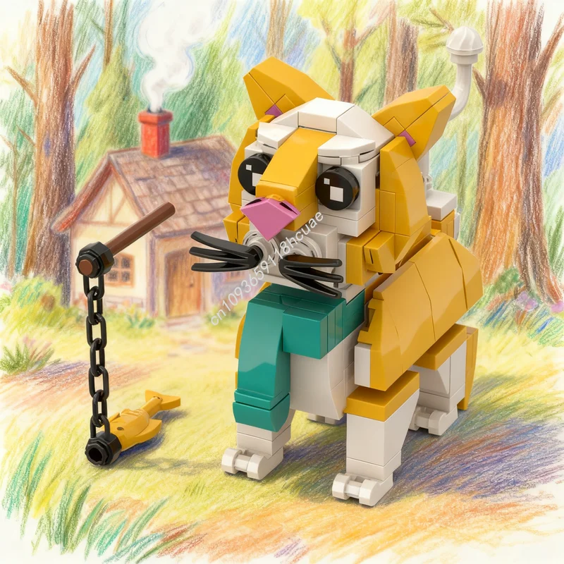 

139pcs MOC Orange Cat TOY Car Model Building Blocks Architecture Festival Gifts Assemble DIY Idea Brick Creative Education