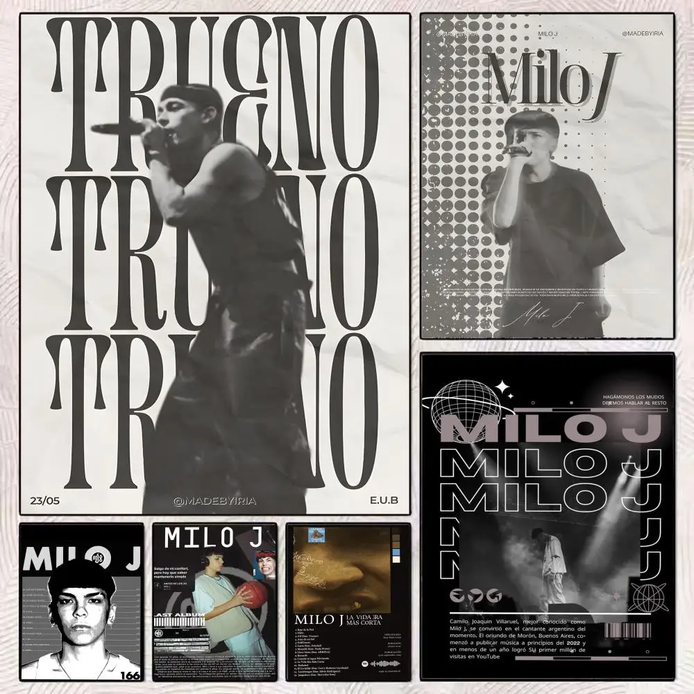 

Hot Rapper Singer M-Milo J Poster HD Art Mural Wallart Poster Waterproof Vintage Print Decor for Home Decoration DIY Durable