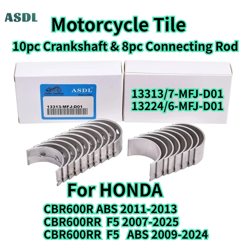 

For Honda CBR600 RR F5 2007-2025 8/10pc STD ~ +100 31mm Motorcycle Crankshaft Tile Connect Rod Bearing CBR600R ABS CBR 600 RR